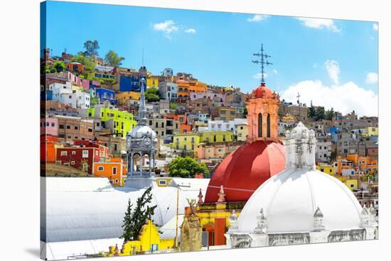 ¡Viva Mexico! Collection - Colorful Houses and Double Domes of Churches - Guanajuato-Philippe Hugonnard-Stretched Canvas