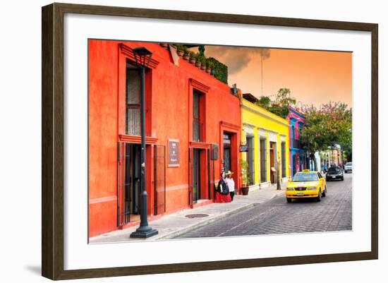 ¡Viva Mexico! Collection - Colorful Mexican Street at Sunset-Philippe Hugonnard-Framed Photographic Print