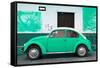 ¡Viva Mexico! Collection - Coral Green VW Beetle Car and American Graffiti-Philippe Hugonnard-Framed Stretched Canvas