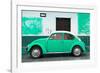 ¡Viva Mexico! Collection - Coral Green VW Beetle Car and American Graffiti-Philippe Hugonnard-Framed Photographic Print