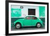 ¡Viva Mexico! Collection - Coral Green VW Beetle Car and American Graffiti-Philippe Hugonnard-Framed Photographic Print