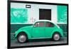 ¡Viva Mexico! Collection - Coral Green VW Beetle Car and American Graffiti-Philippe Hugonnard-Framed Photographic Print