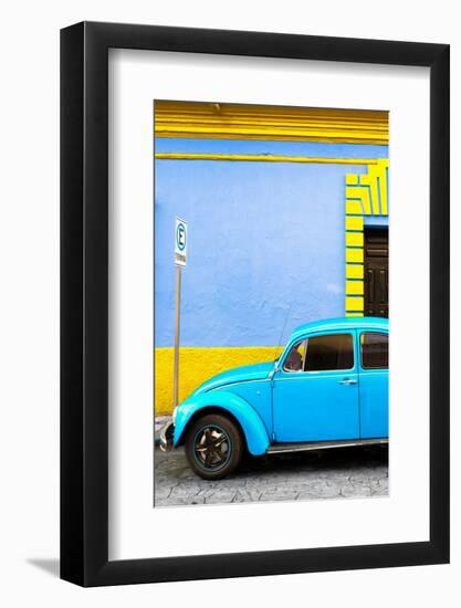 ¡Viva Mexico! Collection - Coral VW Beetle Car and Colorful Wall-Philippe Hugonnard-Framed Photographic Print