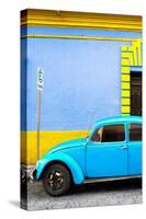 ¡Viva Mexico! Collection - Coral VW Beetle Car and Colorful Wall-Philippe Hugonnard-Stretched Canvas