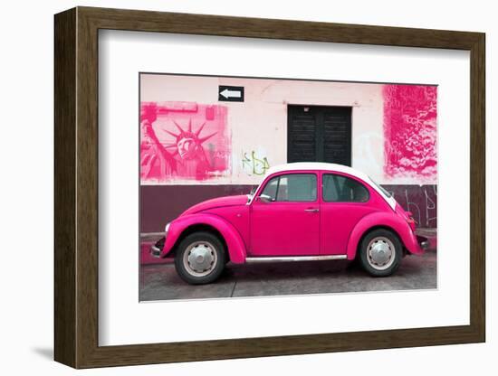 ¡Viva Mexico! Collection - Deep Pink VW Beetle Car and American Graffiti-Philippe Hugonnard-Framed Photographic Print