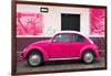 ¡Viva Mexico! Collection - Deep Pink VW Beetle Car and American Graffiti-Philippe Hugonnard-Framed Photographic Print