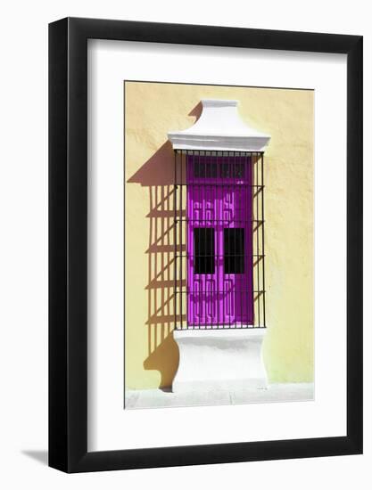 ¡Viva Mexico! Collection - Deep Pink Window and Yellow Wall in Campeche-Philippe Hugonnard-Framed Photographic Print