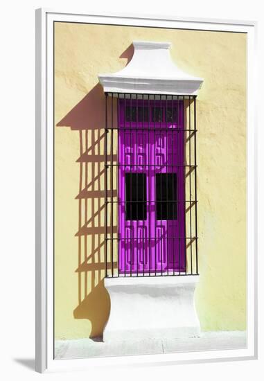 ¡Viva Mexico! Collection - Deep Pink Window and Yellow Wall in Campeche-Philippe Hugonnard-Framed Premium Photographic Print