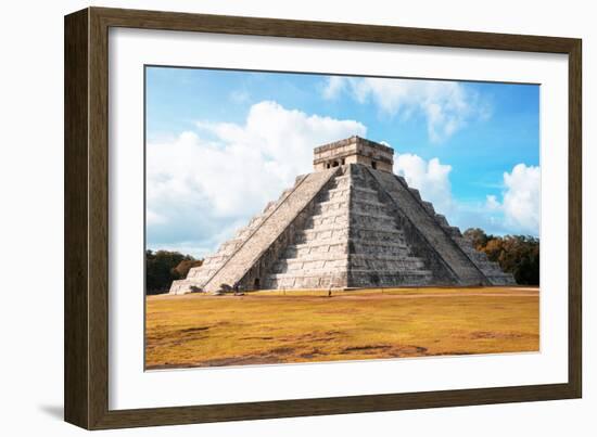 ¡Viva Mexico! Collection - El Castillo Pyramid with Fall Colors in Chichen Itza-Philippe Hugonnard-Framed Photographic Print