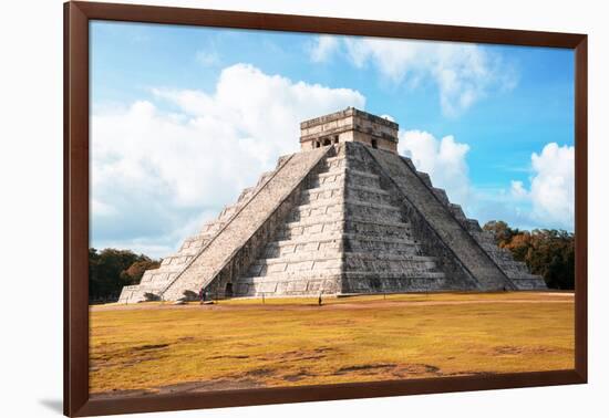 ¡Viva Mexico! Collection - El Castillo Pyramid with Fall Colors in Chichen Itza-Philippe Hugonnard-Framed Photographic Print