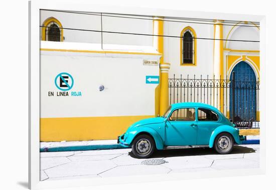 ¡Viva Mexico! Collection - "En Linea Roja" Blue VW Beetle Car-Philippe Hugonnard-Framed Photographic Print