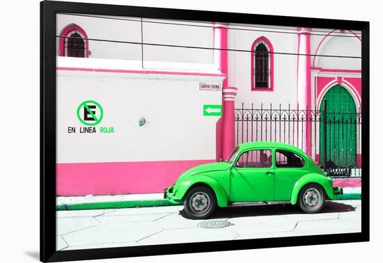 ¡Viva Mexico! Collection - "En Linea Roja" Green VW Beetle Car-Philippe Hugonnard-Framed Photographic Print