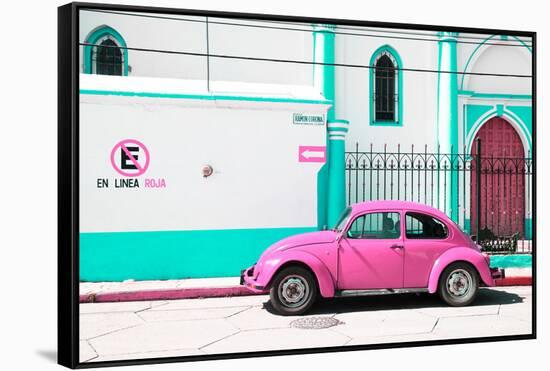 ¡Viva Mexico! Collection - "En Linea Roja" Pink VW Beetle Car-Philippe Hugonnard-Framed Stretched Canvas