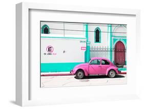 ¡Viva Mexico! Collection - "En Linea Roja" Pink VW Beetle Car-Philippe Hugonnard-Framed Photographic Print