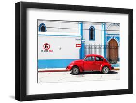 ¡Viva Mexico! Collection - "En Linea Roja" Red VW Beetle Car-Philippe Hugonnard-Framed Premium Photographic Print