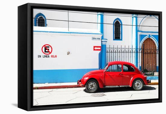 ¡Viva Mexico! Collection - "En Linea Roja" Red VW Beetle Car-Philippe Hugonnard-Framed Stretched Canvas