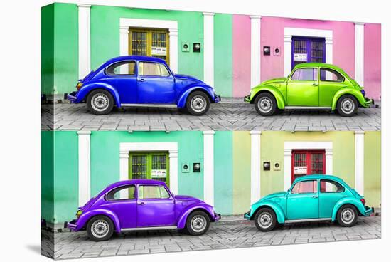 ¡Viva Mexico! Collection - Four VW Beetle Cars with Colors Street Wall-Philippe Hugonnard-Stretched Canvas