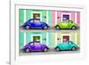 ¡Viva Mexico! Collection - Four VW Beetle Cars with Colors Street Wall-Philippe Hugonnard-Framed Photographic Print