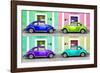 ¡Viva Mexico! Collection - Four VW Beetle Cars with Colors Street Wall-Philippe Hugonnard-Framed Photographic Print