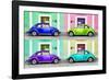 ¡Viva Mexico! Collection - Four VW Beetle Cars with Colors Street Wall-Philippe Hugonnard-Framed Photographic Print