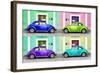 ¡Viva Mexico! Collection - Four VW Beetle Cars with Colors Street Wall-Philippe Hugonnard-Framed Photographic Print
