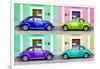 ¡Viva Mexico! Collection - Four VW Beetle Cars with Colors Street Wall-Philippe Hugonnard-Framed Photographic Print