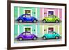 ¡Viva Mexico! Collection - Four VW Beetle Cars with Colors Street Wall-Philippe Hugonnard-Framed Photographic Print