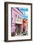 ¡Viva Mexico! Collection - Green Taxi in the street of Guanajuato-Philippe Hugonnard-Framed Photographic Print