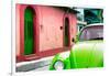 ¡Viva Mexico! Collection - Green VW Beetle Car and Colorful House-Philippe Hugonnard-Framed Photographic Print