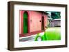 ¡Viva Mexico! Collection - Green VW Beetle Car and Colorful House-Philippe Hugonnard-Framed Photographic Print