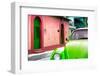 ¡Viva Mexico! Collection - Green VW Beetle Car and Colorful House-Philippe Hugonnard-Framed Photographic Print