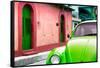 ¡Viva Mexico! Collection - Green VW Beetle Car and Colorful House-Philippe Hugonnard-Framed Stretched Canvas