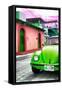 ¡Viva Mexico! Collection - Green VW Beetle Car in a Colorful Street-Philippe Hugonnard-Framed Stretched Canvas