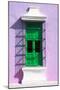 ¡Viva Mexico! Collection - Green Window and Mauve Wall in Campeche-Philippe Hugonnard-Mounted Photographic Print