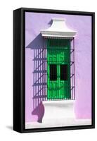 ¡Viva Mexico! Collection - Green Window and Mauve Wall in Campeche-Philippe Hugonnard-Framed Stretched Canvas