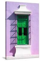 ¡Viva Mexico! Collection - Green Window and Mauve Wall in Campeche-Philippe Hugonnard-Stretched Canvas