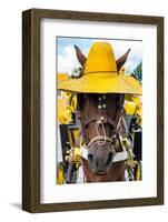 ¡Viva Mexico! Collection - Horse with a straw Hat II - Izamal Yellow City-Philippe Hugonnard-Framed Photographic Print