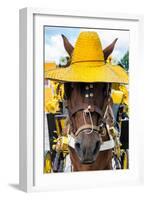 ¡Viva Mexico! Collection - Horse with a straw Hat II - Izamal Yellow City-Philippe Hugonnard-Framed Photographic Print