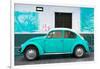 ¡Viva Mexico! Collection - Light Blue VW Beetle Car and American Graffiti-Philippe Hugonnard-Framed Photographic Print