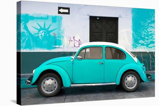 ¡Viva Mexico! Collection - Light Blue VW Beetle Car and American Graffiti-Philippe Hugonnard-Stretched Canvas