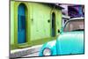 ¡Viva Mexico! Collection - Light Blue VW Beetle Car and Colorful House-Philippe Hugonnard-Mounted Photographic Print