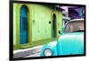 ¡Viva Mexico! Collection - Light Blue VW Beetle Car and Colorful House-Philippe Hugonnard-Framed Photographic Print