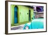 ¡Viva Mexico! Collection - Light Blue VW Beetle Car and Colorful House-Philippe Hugonnard-Framed Photographic Print