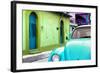 ¡Viva Mexico! Collection - Light Blue VW Beetle Car and Colorful House-Philippe Hugonnard-Framed Photographic Print