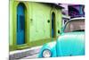 ¡Viva Mexico! Collection - Light Blue VW Beetle Car and Colorful House-Philippe Hugonnard-Mounted Photographic Print