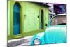 ¡Viva Mexico! Collection - Light Blue VW Beetle Car and Colorful House-Philippe Hugonnard-Mounted Photographic Print