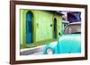 ¡Viva Mexico! Collection - Light Blue VW Beetle Car and Colorful House-Philippe Hugonnard-Framed Photographic Print