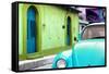 ¡Viva Mexico! Collection - Light Blue VW Beetle Car and Colorful House-Philippe Hugonnard-Framed Stretched Canvas