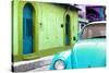 ¡Viva Mexico! Collection - Light Blue VW Beetle Car and Colorful House-Philippe Hugonnard-Stretched Canvas