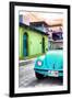 ¡Viva Mexico! Collection - Light Blue VW Beetle Car in a Colorful Street-Philippe Hugonnard-Framed Premium Photographic Print